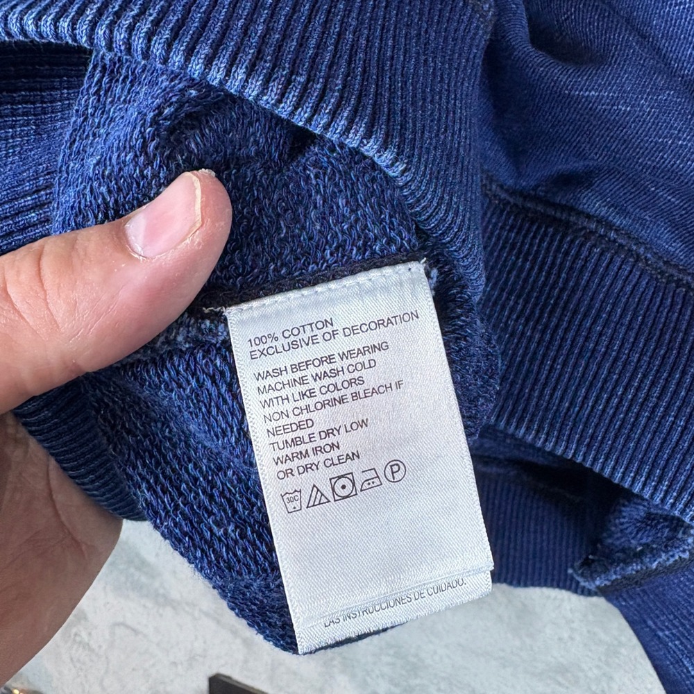 Tommy Bahama Sweater Mens S Indigo Raglan Pullover Blue Faded Cotton Sweatshirt - Picture 4 of 8